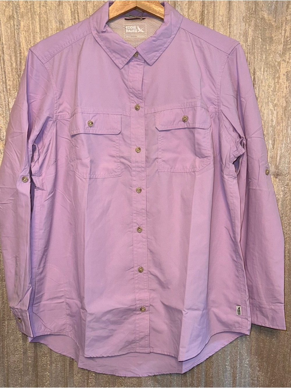 NEW Eddie Bauer Mountain Ripstop L/S Top {Med} Purple UPF50+ Moisture Wicking